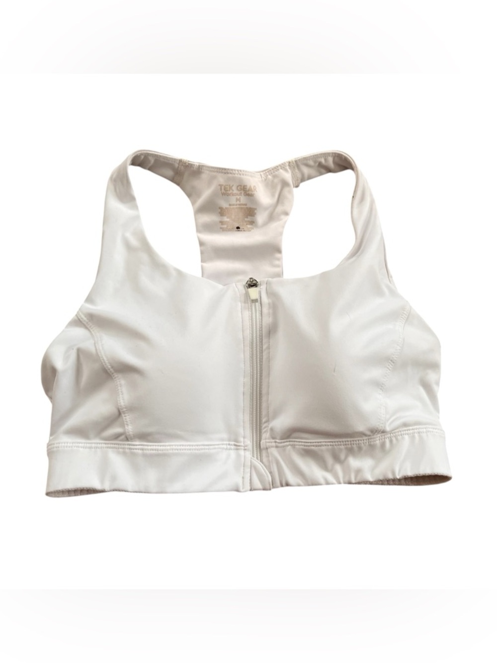 Tek Gear White Zip Up Sports Bra Size M Women